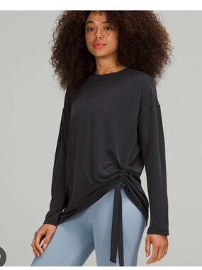 lululemon athletica Black Side-Ruched Long Sleeve Top